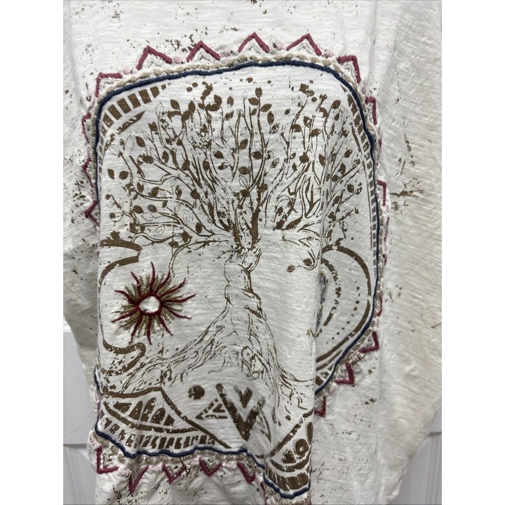 Kyla Seo Comfort Boho Embroidered Tree Of Life Graphic T Shirt - Size XL - Picture 2 of 9